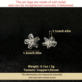 Exquisite Flower Design With Shiny zirconia Decor Stud Earrings Sexy Cute Style Copper 14K Gold Plated Jewelry Female Gift