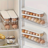 Automatic Double-Layer Fresh Egg Keeper, 12-14 Eggs Sliding Egg Storage Container - Hinged Design, Plastic Material, Non-Contact with Food - Refrigerator Space Saver Egg Rack for Kitchen