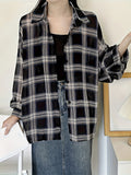 Spring-Ready Plus Size Plaid Print Button Front Long Sleeve Shirt for Women - Casual, Comfortable, and Chic