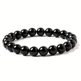 1pc Obsidian Bracelet Men And Women Couple Students Hand Jewelry Beads Tiger Eye Volcano Bracelet