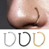 1pc Men's Faux Piercing Nose Ring, Stainless Steel Body Piercing Jewelry