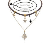 Vintage-Inspired Star Choker Necklace with Rhinestone Accents,, Alloy - Perfect for Parties and Vacations