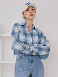 Stylish Plaid Button-Down Shirt - Women's Long Sleeve Casual Blouses for Spring & Fall with Collared Neckline and Relaxed Fit - Perfect for Everyday Wear