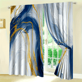 2pcs Marble Pattern + Decorative Window Curtains, Window Drapes for Bedroom Living Room Office Study