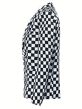 Stylish Tweed Blazer - Classic Checkerboard Pattern, One Button Closure, Flap Pocket, Lapel Design, Casual Sports Coat for Business, Banquet, Party, Dinner - Perfect for Men's Formal Occasions