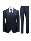 3-Piece Mens Classic Suit Set - Fashionable Solid Blazer, Vest & Pants - Stylish Two-Button Design - Versatile Casual-Formal Style - Ideal for Office & Events