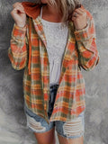 Stylish Plaid Print Hooded Blouse - Women's Casual Long Sleeve Button Front Shirt with Relaxed Fit - Perfect for Daily Wear