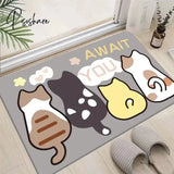 Cartoon Cat Rug Kitchen Mat Anti-slip Lovely Kitten Absorbent Bath Mat 3D Print Modern Area Bedroom Entrance Doormat Carpet