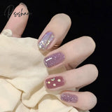 Cat Eye Press On Nails Shiny Rainbow Fake Nail Sweet Style Full Finished Piece Wearable For Girl