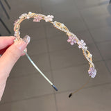 Elegant Pearl & Rhinestone Flower Headband - Romantic Zinc Alloy Hair Accessory for Women and Girls