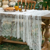 [Floral Lace Tablecloth for Events] Elegant Lace Tablecloth with Floral Pattern - Perfect for Weddings, Bridal Showers, Birthdays, and Special Events - Polyester, Machine-Made Table Cover for Outdoor Decor, Suitable for Summe