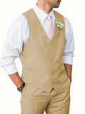 2-Piece Men's Classic Solid Color Dress Suit Set - Single Breasted V-Neck Waistcoat and Fitted Pants for Wedding, Party, Dance, and Formal Occasions - Stylish, Comfortable, and Versatile
