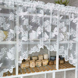 Butterfly Flower Plant Pattern 1pc Valance Sheer Curtain - Short Tulle Lacework Tassel Half Curtain for Bedroom Living Room Home Decor