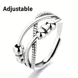 1pc Dainty Anxiety Ring Fidget Anxiety Ring With Bead Adjustable Rotatable Anti Stress Ring Relief Artificial Jewelry Gifts