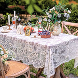 Elegant French White Lace Tablecloth - Solid Polyester, Round/Rectangular/Square Options for Dining and Coffee Tables, Perfect for Home Decor, Coffee Table Accessory | Sophisticated Table Setting | Intricate Lace Detail