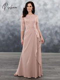 Charming Hot Sale Dusty Rose Mother Of The Bride Dresses Lace Latest Wedding Party Gowns With 3/4