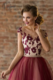 Charming Latest Short Lace Prom Party Dresses Tea Length Cap Sleeves Illusion Jewel Neck Beading