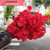 Cherry Branch Artificial Flower 100Cm Fake Plant Tree Home Garden Party Decoration Diy Wedding Red