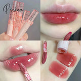 Cherry Pink Lip Plumper Gloss Crystal Jelly Oil Tint Korean Long-Lasting Waterproof Lipstick Lips