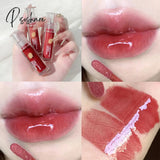 Cherry Pink Lip Plumper Gloss Crystal Jelly Oil Tint Korean Long-Lasting Waterproof Lipstick Lips