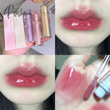 Cherry Pink Lip Plumper Gloss Crystal Jelly Oil Tint Korean Long-Lasting Waterproof Lipstick Lips