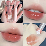 Cherry Pink Lip Plumper Gloss Crystal Jelly Oil Tint Korean Long-Lasting Waterproof Lipstick Lips