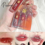 Cherry Pink Lip Plumper Gloss Crystal Jelly Oil Tint Korean Long-Lasting Waterproof Lipstick Lips