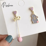 Chinese Style Folding Fan Crane Carp Lotus Asymmetrical Long Tassel Dangle National Earrings For