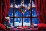 Christmas Backdrop For Photography Santa Claus Pine Tree Gift Boxes Window White Snow Scene Kids