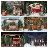 Christmas Backdrop Winter Snow Gift Hot Cocoa Bar Forest Tree Farm Family Portrait Photography