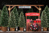 Christmas Backdrop Winter Snow Gift Hot Cocoa Bar Forest Tree Farm Family Portrait Photography