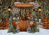 Christmas Backdrop Winter Snow Gift Hot Cocoa Bar Forest Tree Farm Family Portrait Photography