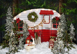 Christmas Backdrop Winter Snow Gift Hot Cocoa Bar Forest Tree Farm Family Portrait Photography