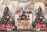 Christmas Backdrop Winter Snow Gift Hot Cocoa Bar Forest Tree Farm Family Portrait Photography