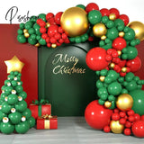 Christmas Balloon Green Gold Red Garland Arch Kit Candy Balloons Star Foil New Year Christma Party