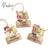 Christmas Crafts 3Pcs/4Pcs Star Printed Wooden Pendant Ornaments Xmas Tree Ornament Diy Wood Kids