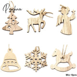 Christmas Crafts 3Pcs/4Pcs Star Printed Wooden Pendant Ornaments Xmas Tree Ornament Diy Wood Kids