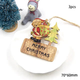 Christmas Crafts 3Pcs/4Pcs Star Printed Wooden Pendant Ornaments Xmas Tree Ornament Diy Wood Kids