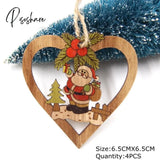 Christmas Crafts 3Pcs/4Pcs Star Printed Wooden Pendant Ornaments Xmas Tree Ornament Diy Wood Kids