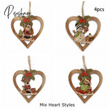 Christmas Crafts 3Pcs/4Pcs Star Printed Wooden Pendant Ornaments Xmas Tree Ornament Diy Wood Kids