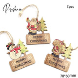 Christmas Crafts 3Pcs/4Pcs Star Printed Wooden Pendant Ornaments Xmas Tree Ornament Diy Wood Kids