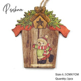 Christmas Crafts 3Pcs/4Pcs Star Printed Wooden Pendant Ornaments Xmas Tree Ornament Diy Wood Kids