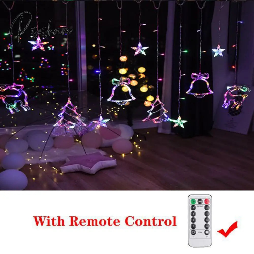 Christmas Decor String Garland Curtain Light Led For Wedding Home Tree Ornament Navidad Xmas Gift