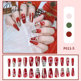 Christmas False Nail Manicure Acrylic Artificial Decor Press On Nails Snowflake Gingerbread Man