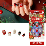 Christmas False Nail Manicure Acrylic Artificial Decor Press On Nails Snowflake Gingerbread Man