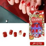 Christmas False Nail Manicure Acrylic Artificial Decor Press On Nails Snowflake Gingerbread Man