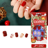 Christmas False Nail Manicure Acrylic Artificial Decor Press On Nails Snowflake Gingerbread Man