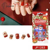 Christmas False Nail Manicure Acrylic Artificial Decor Press On Nails Snowflake Gingerbread Man