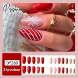 Christmas False Nail Manicure Acrylic Artificial Decor Press On Nails Snowflake Gingerbread Man