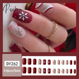 Christmas False Nail Manicure Acrylic Artificial Decor Press On Nails Snowflake Gingerbread Man